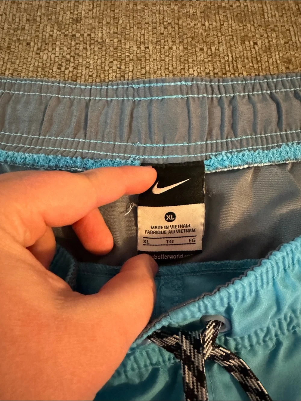Nike Men’s Sky Blue Swim Shorts with Gray Trim